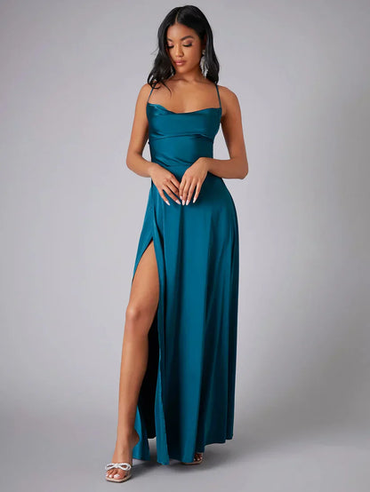 LB | Sukienka maxi z lejącego jedwabiu z eleganckim tyłem