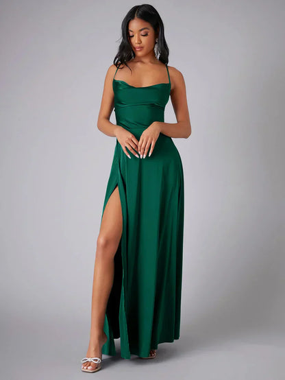 LB | Sukienka maxi z lejącego jedwabiu z eleganckim tyłem