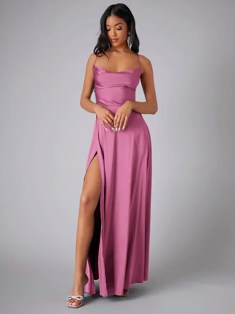LB | Sukienka maxi z lejącego jedwabiu z eleganckim tyłem