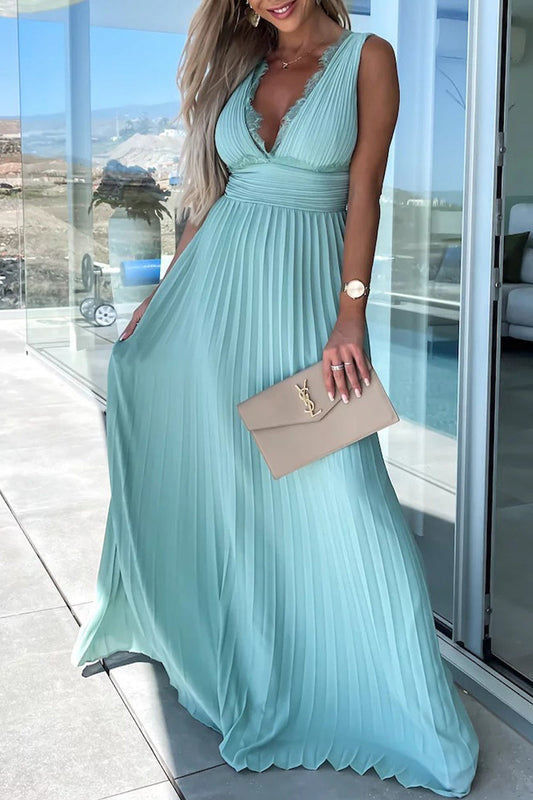 AS | Celebrity Elegantní pevné krajkové šaty s výstřihem do V a sukní v pase