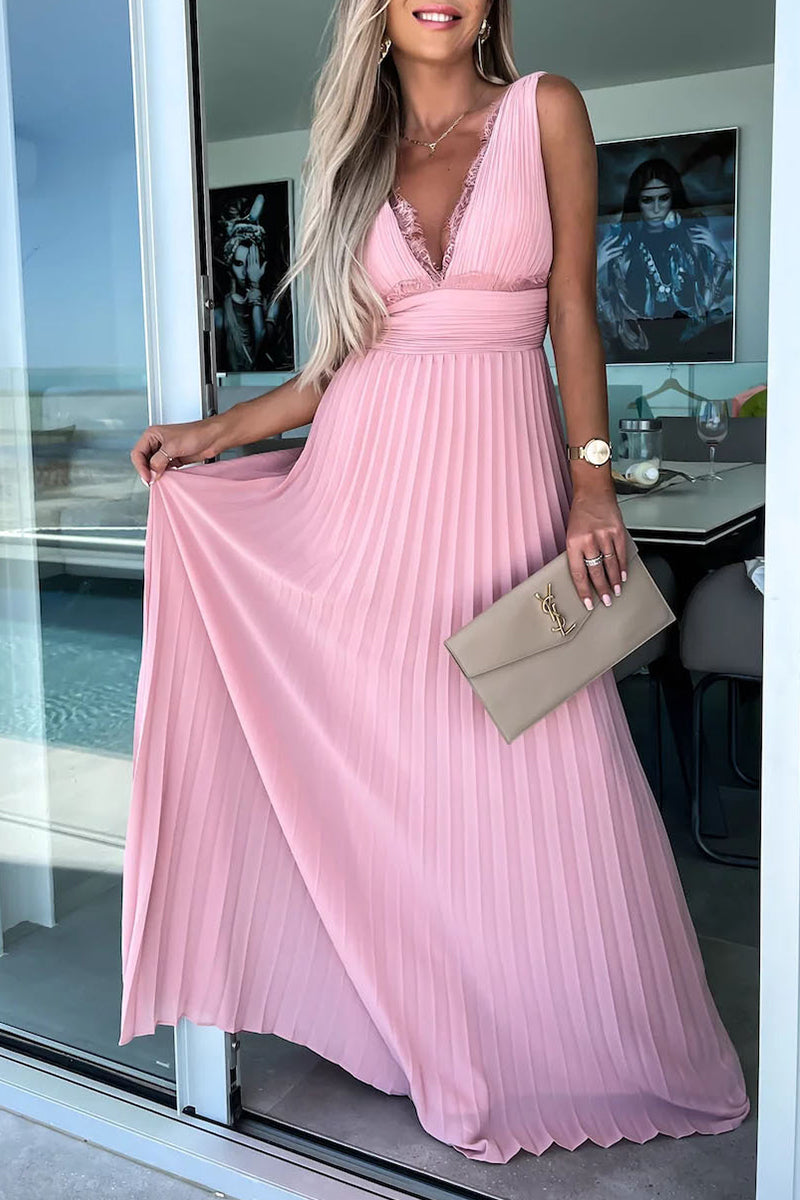 AS | Celebrity Elegantní pevné krajkové šaty s výstřihem do V a sukní v pase