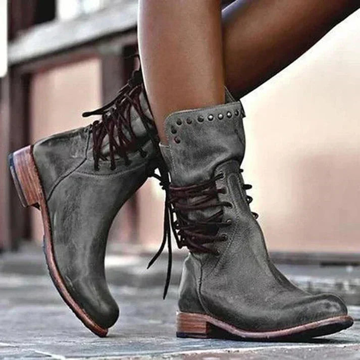 LB | Vintage skórzane sznurowane buty