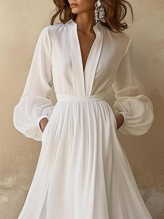 LB | Inspirowana stylem vintage biała sukienka maxi z dekoltem w szpic