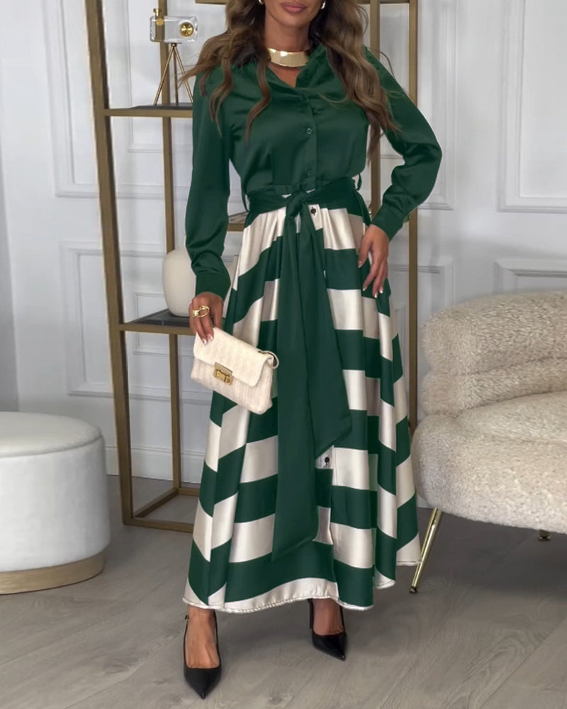 LB | Elegancka sukienka maxi w paski