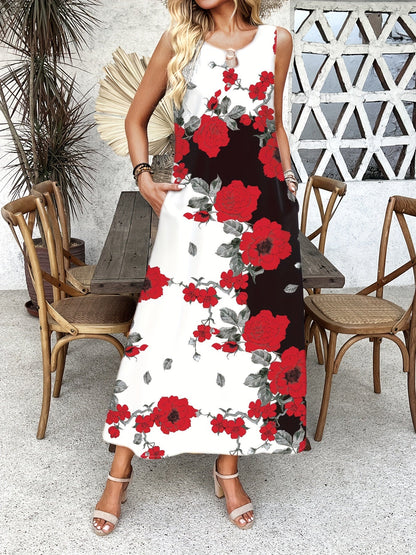 LB | Boho Chic Kwiatowa sukienka maxi z dekoltem V