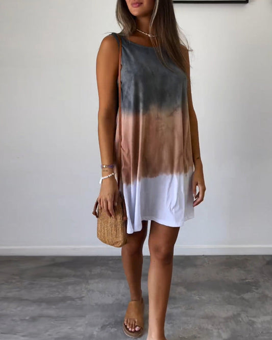 LB | Gradientowa sukienka mini z nadrukiem Tie Dye