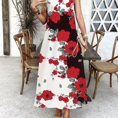 LB | Boho Chic Kwiatowa sukienka maxi z dekoltem V