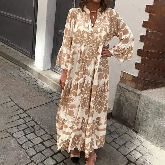 LB | Modna sukienka maxi boho z nadrukiem