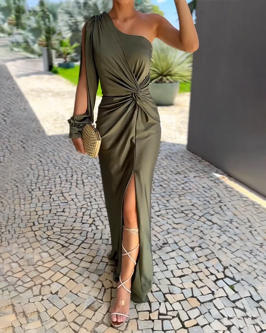 LB | Elegancka sukienka maxi z rozcięciem