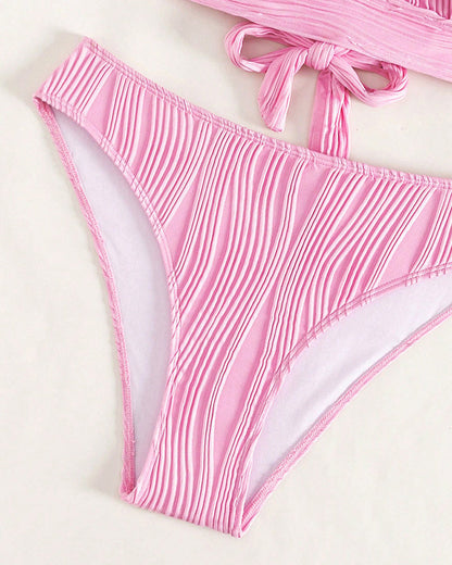LB | Jednokolorowe, seksowne bikini z głębokim dekoltem w kształcie litery V