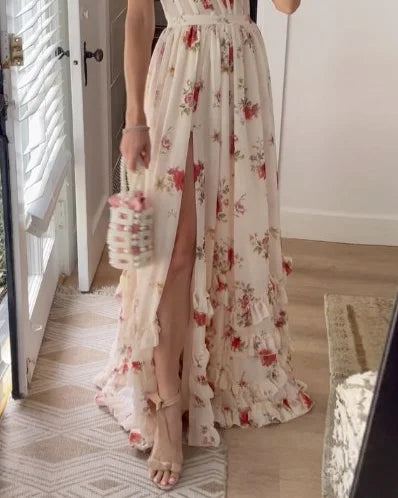 LB | Elegancka sukienka maxi w kwiaty