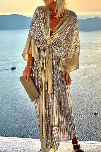 LB | Dreamy Evenings Retro Court Style Kimono Party Maxi Dress