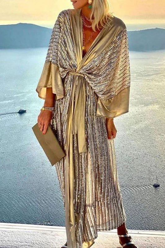 LB | Dreamy Evenings Retro Court Style Kimono Party Maxi Dress