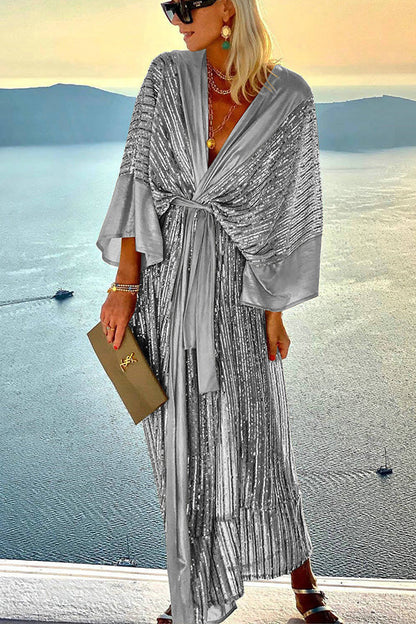 LB | Dreamy Evenings Retro Court Style Kimono Party Maxi Dress