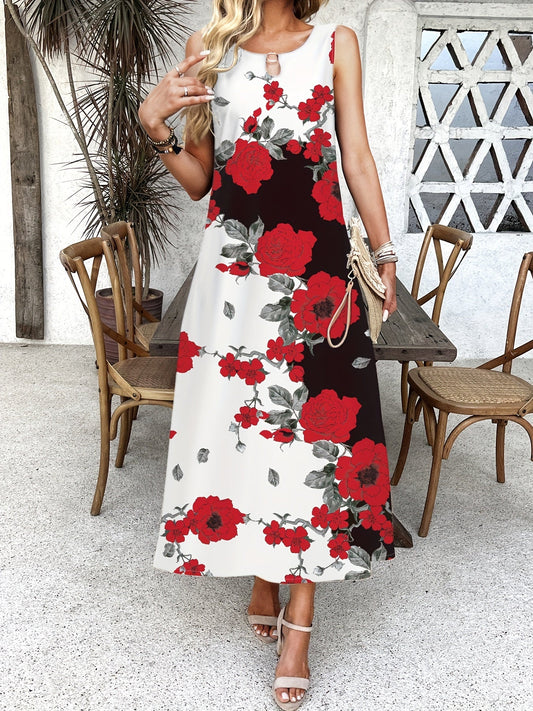 LB | Boho Chic Kwiatowa sukienka maxi z dekoltem V
