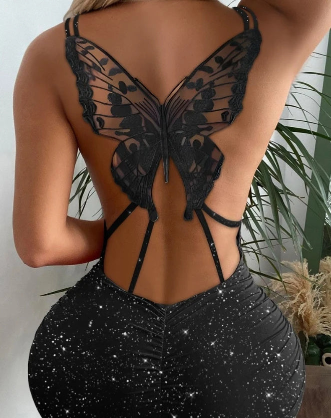 AS | Dámské módní osobnost duté ven Butterfly šaty