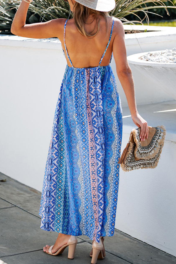 LB | Beach Walk Colorblock Paisley Printed Cami Maxi Dress