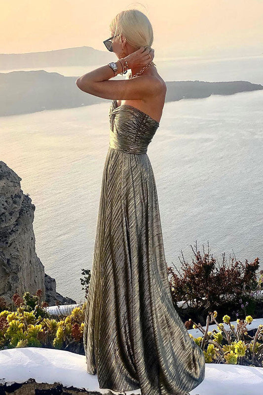 LB | Shimmer Please Sukienka maxi na imprezę z odkrytymi ramionami