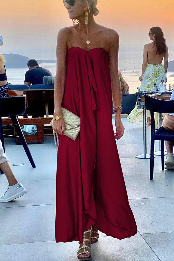LB | Morning Grace Off Shoulder Satin Bouquet Party Maxi Dress