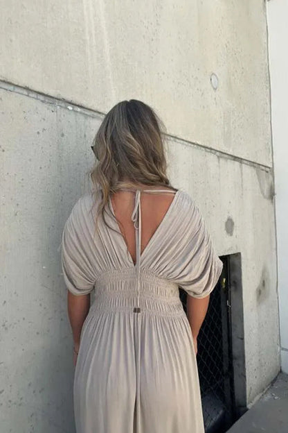 LB | My Treasure Kimono Sleeve Smoke Detail Slit Maxi Dress