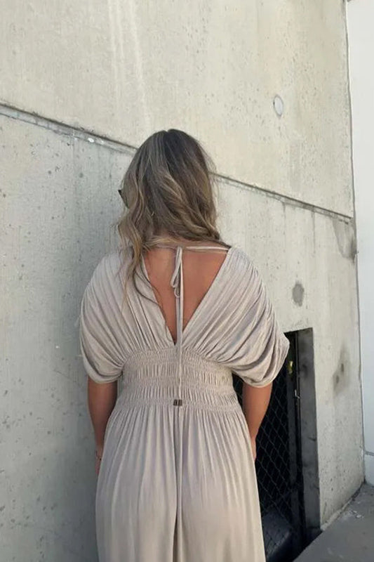 LB | My Treasure Kimono Sleeve Smoke Detail Slit Maxi Dress