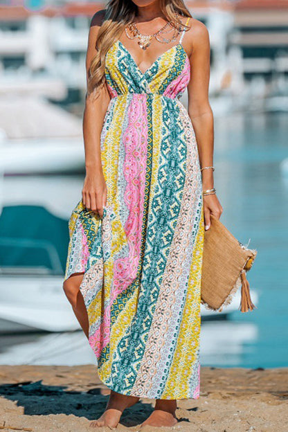 LB | Beach Walk Colorblock Paisley Printed Cami Maxi Dress