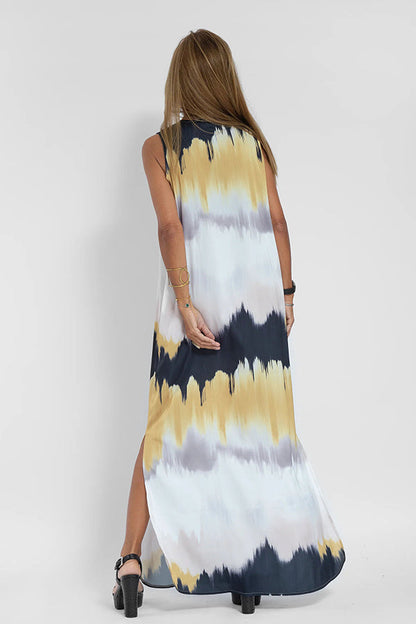 LB | Make Them Proud Satin Tie-dye Print Relaxed Maxi Dress