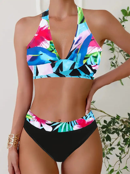 LB | Stylowe, losowe bikini z nadrukiem na ramiączkach