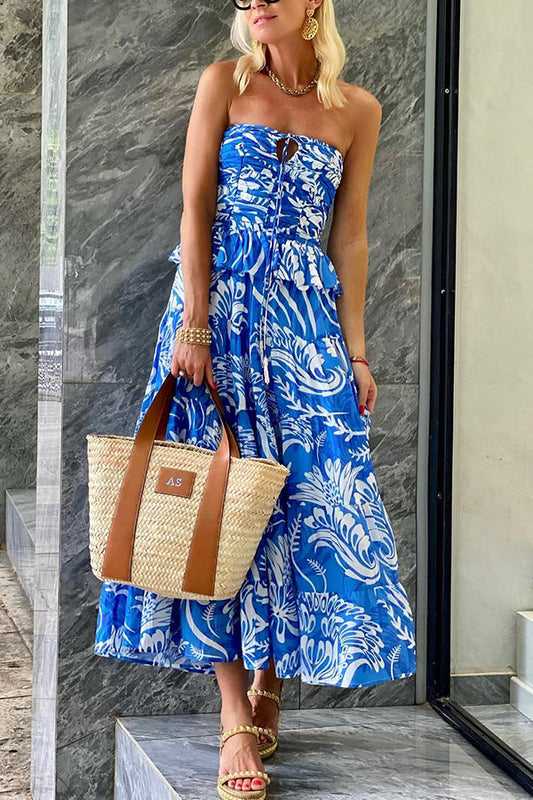 LB | Summer Soiree Off Shoulder Smocked Neckline Tiered Maxi Dress