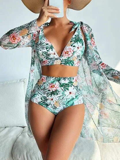 LB | Seksowne bikini z kwiatowym wzorem i nakładką
