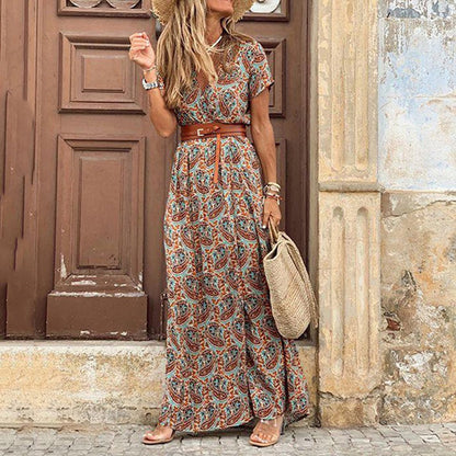 LB | Boho maxi sukienka z paskiem
