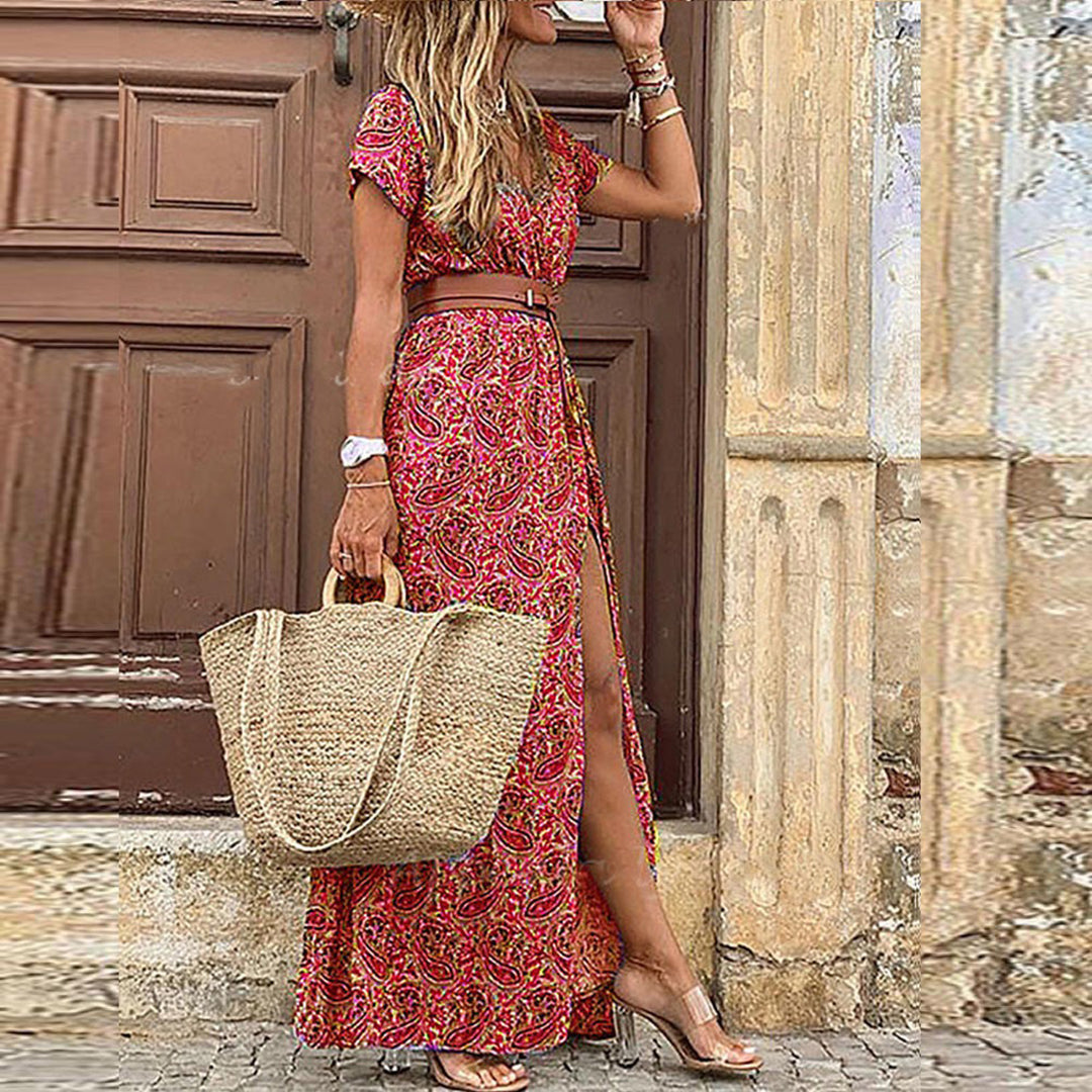 LB | Boho maxi sukienka z paskiem