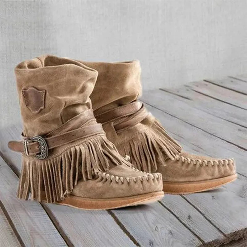 LB | Boho Fringed Moccasin Boots