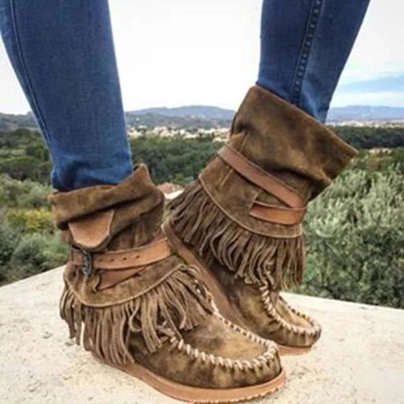 LB | Boho Fringed Moccasin Boots