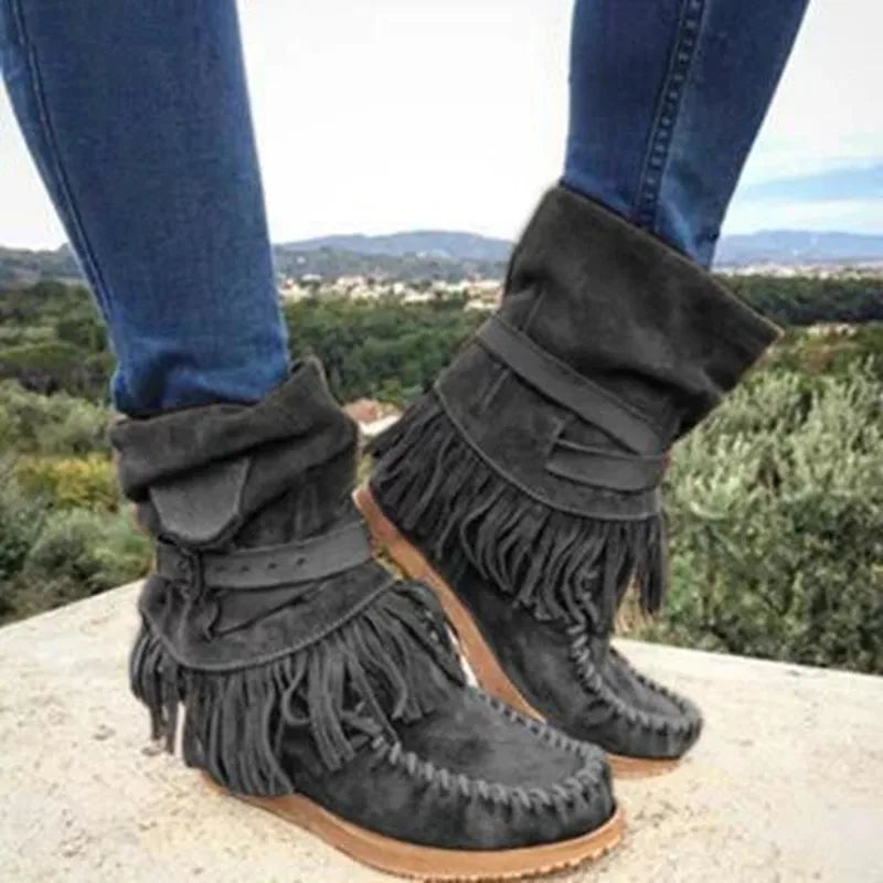 LB | Boho Fringed Moccasin Boots