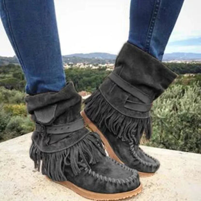LB | Boho Fringed Moccasin Boots