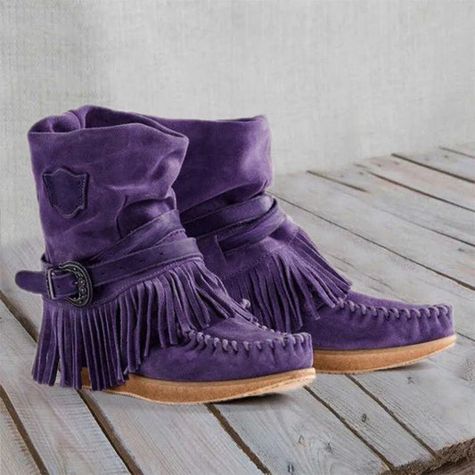 LB | Boho Fringed Moccasin Boots