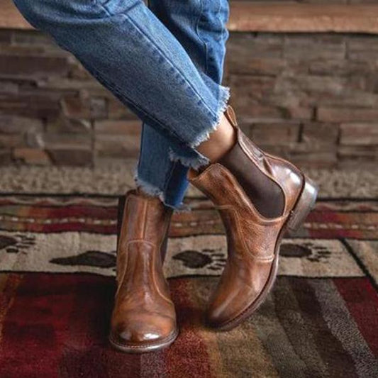 LB | Damskie buty za kostkę ze skóry w stylu vintage