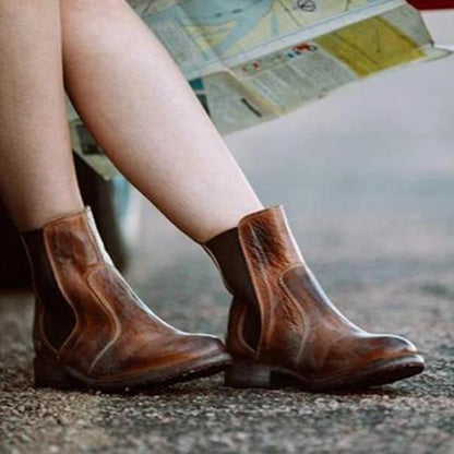 LB | Damskie buty za kostkę ze skóry w stylu vintage