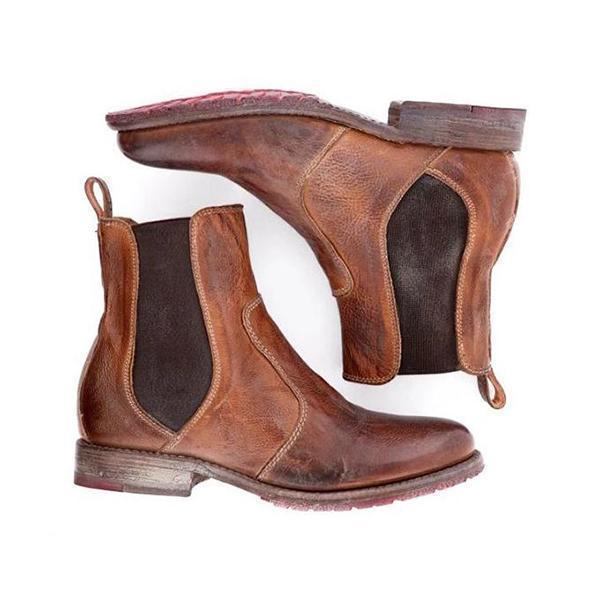 LB | Damskie buty za kostkę ze skóry w stylu vintage