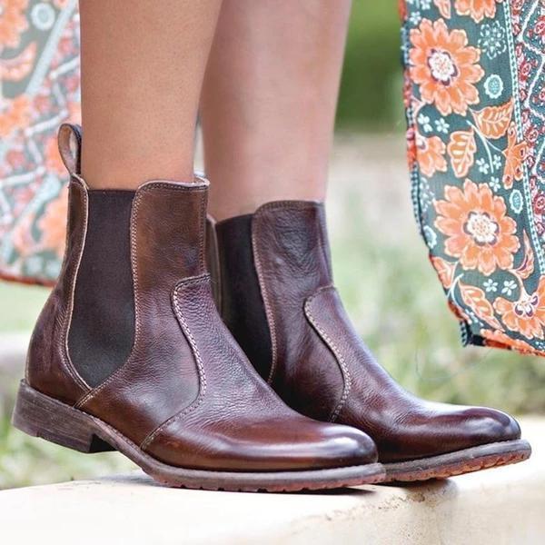 LB | Damskie buty za kostkę ze skóry w stylu vintage