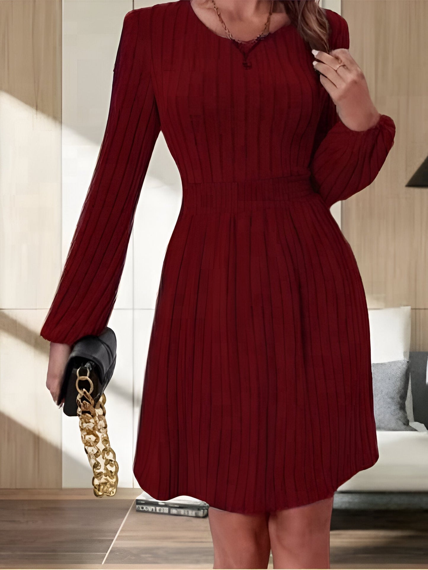 LB | Elegancka dzianinowa sukienka midi