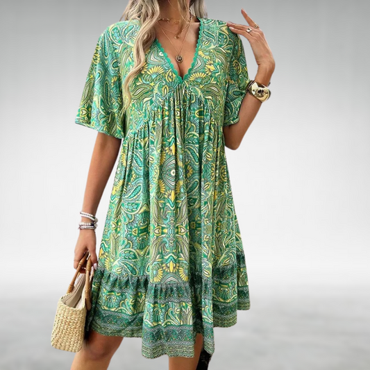 LB | Letnia mini sukienka Boho Paisley Print