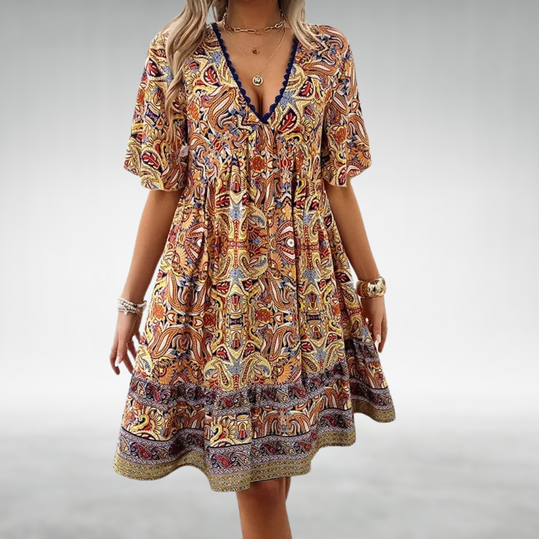 LB | Letnia mini sukienka Boho Paisley Print