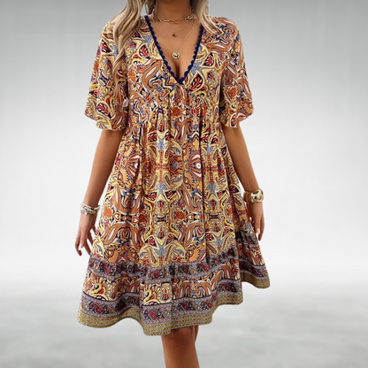 LB | Letnia mini sukienka Boho Paisley Print