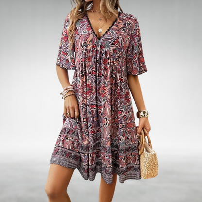 LB | Letnia mini sukienka Boho Paisley Print