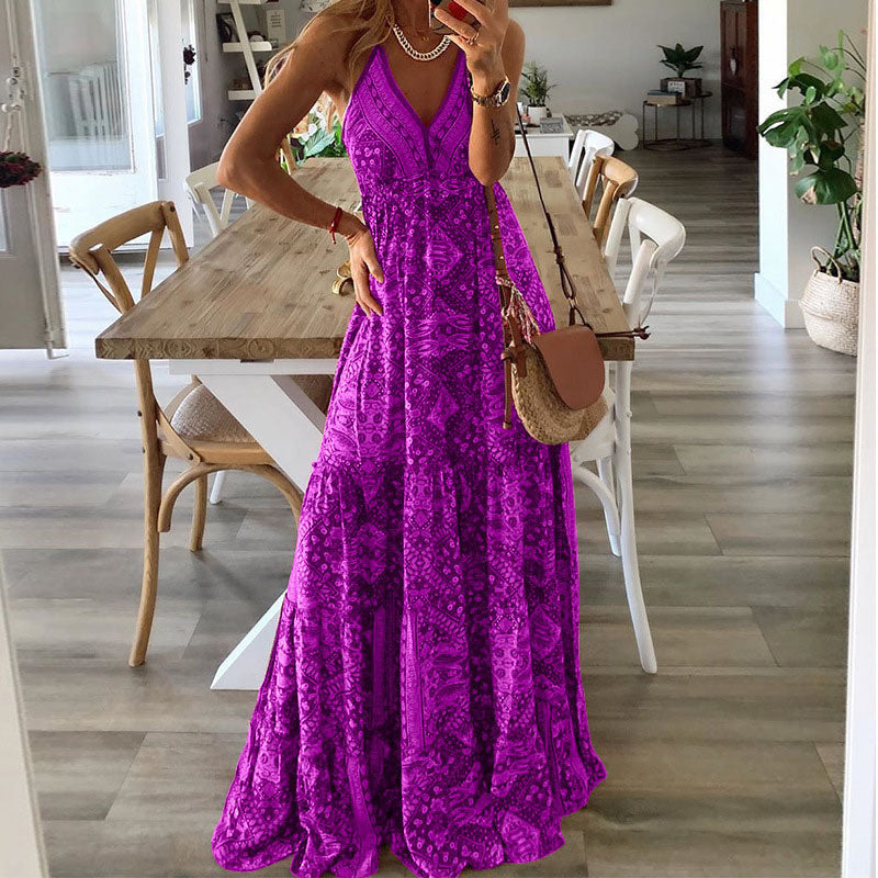 LB | Boho spaghetti strap V-neck maxi dress