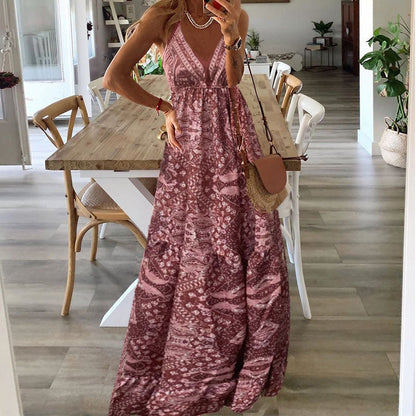 LB | Boho spaghetti strap V-neck maxi dress