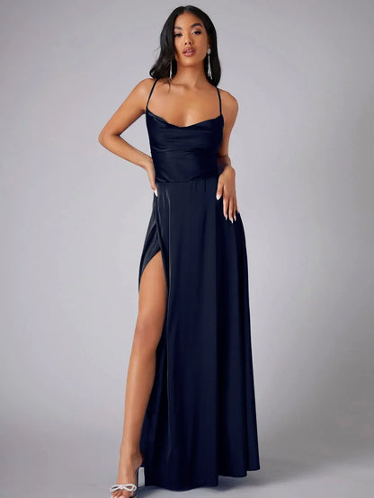 LB | Sukienka maxi z lejącego jedwabiu z eleganckim tyłem