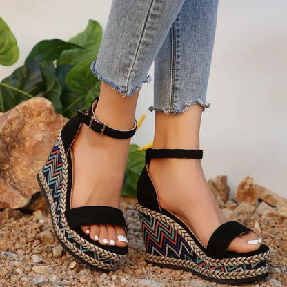 AS | Boho sandały na koturnie